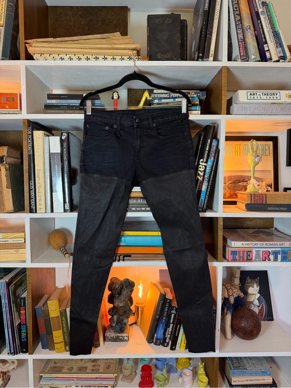 R13 black leather chaps size 28